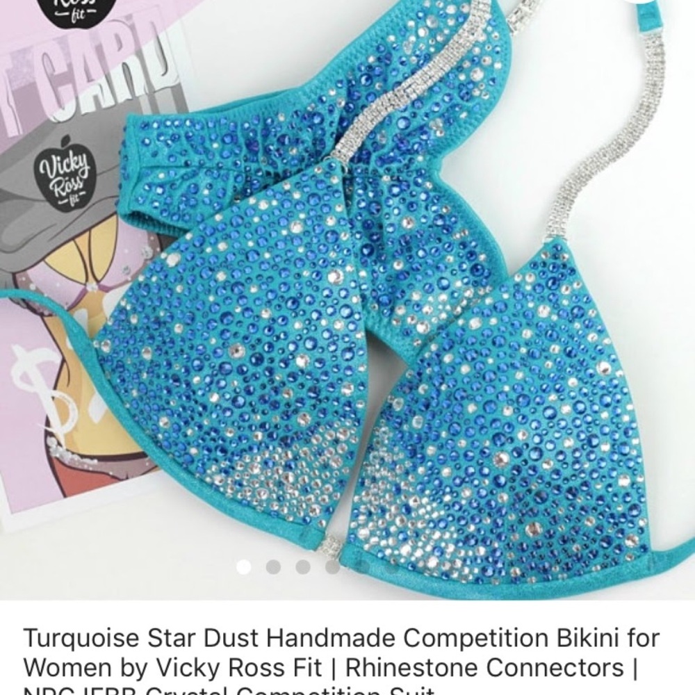 Turquoise Star Dust Handmade Bikini Competition Suit
